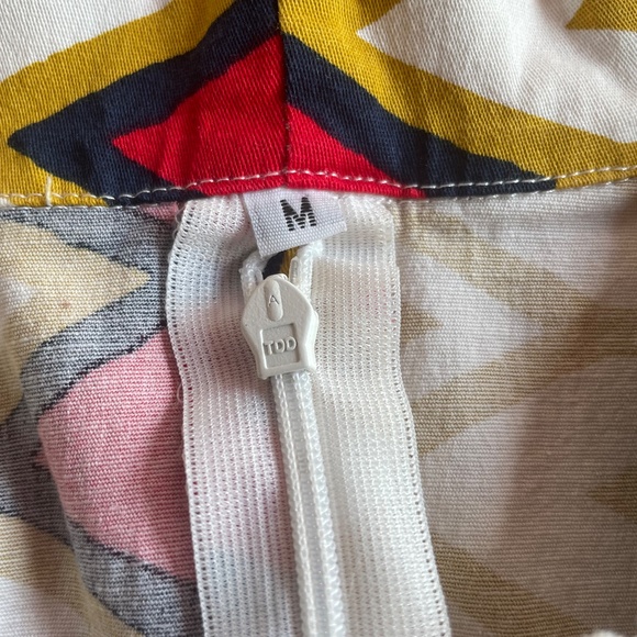 Gold, Navy, White & Red Retro-Style Diamond Pattern Dress (Size Medium) - Picture 5 of 7